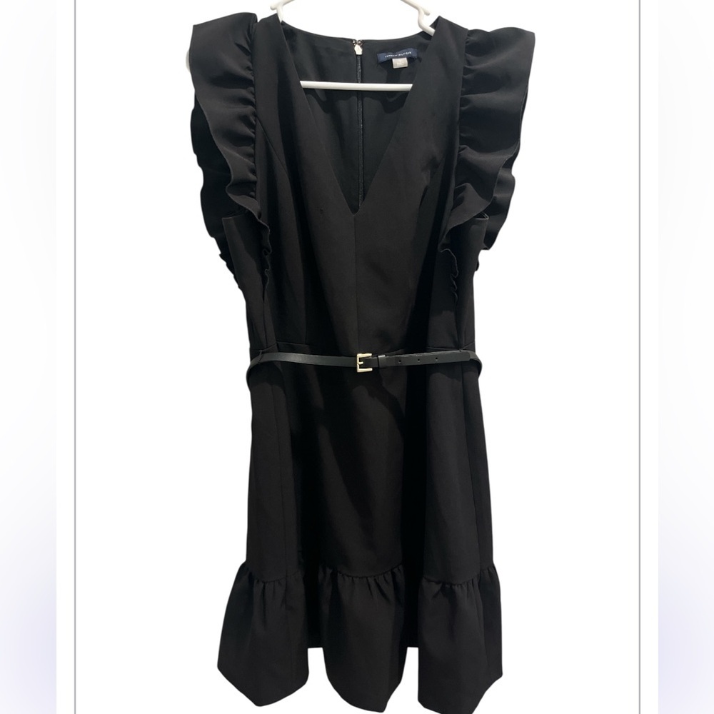 Tommy Hilfiger Size 12 Black Flutter Sleeve Sheath Dress